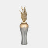 Sagebrook Home 17180-01 38" Meta Vase With Leaf Like Lid, Wickhom Gray