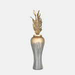 Sagebrook Home 17180-01 38" Meta Vase With Leaf Like Lid, Wickhom Gray