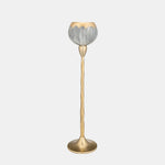 Sagebrook Home 17181-02 Glass, 21" Tealight Holder, Wickhom Gray