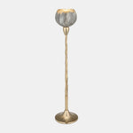 Sagebrook Home 17181-03 Glass, 24" Tealight Holder, Wickhom Gray