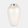 Sagebrook Home 17184-01 Glass, 17" Vase With Meta Ring, Pearl
