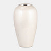 Sagebrook Home 17184-02 Glass, 20" Vase With Meta Ring, Pearl