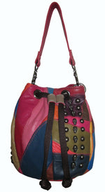 Amerileather Q Metal Mini Purse – Top Grain Patched Lambskin with Edgy Compact Design for Statement-Making Everyday Carry