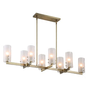 Uttermost 21392 Mistie 8 Light Linear Chandelier Antique Brass with Etched Glass
