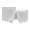 Sagebrook Home 17405 Ceramic, 6"/8" Snowflake Footed Planter , White Set of 2