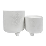 Sagebrook Home 17405 Ceramic, 6"/8" Snowflake Footed Planter , White Set of 2