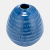 Sagebrook Home 17415-04 Ceramic, 7", Stripe Ova Vase, Coasta Blue