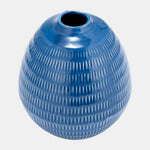 Sagebrook Home 17415-04 Ceramic, 7", Stripe Ova Vase, Coasta Blue
