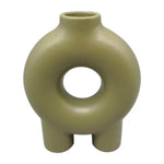 Sagebrook Home 17419-03 Ceramic, 7", Donut Footed Vase, Olive