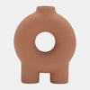 Sagebrook Home 17419-04 Ceramic, 7", Donut Footed Vase, Terracotta