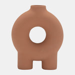 Sagebrook Home 17419-04 Ceramic, 7", Donut Footed Vase, Terracotta