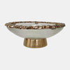 Sagebrook Home 17461 Glass, 17", Bowl With Rocky Ring, Champagne