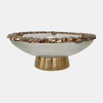 Sagebrook Home 17461 Glass, 17", Bowl With Rocky Ring, Champagne