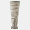 Sagebrook Home 17485-01 Meta 15", Rugged Vase, Ivory/Nickel