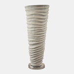 Sagebrook Home 17485-02 Meta 18", Rugged Vase, Ivory/Nickel
