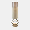 Sagebrook Home 17489-02 Glass, 21", Hurricane With Sphere Base, White/Gold