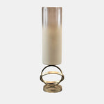 Sagebrook Home 17489-02 Glass, 21", Hurricane With Sphere Base, White/Gold