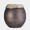 Sagebrook Home 17494-01 Glass, 8", Ova Hurricane, Charred Coal/Gold