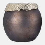 Sagebrook Home 17494-02 Glass, 10", Ova Hurricane, Charred Coal/Gold