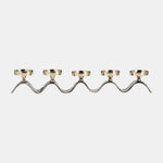 Sagebrook Home 17499-02 Metal, 28", Zigzag Candle Holder, Champagne/Nickel