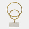 Sagebrook Home 17523-01 Metal/Marble, 21" Double Ring Accent, Gold