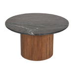 Sagebrook Home 17525-04 Wood/Marble, 34" Reeded Coffee Table, Brown/Black