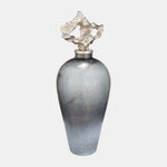 Sagebrook Home 17571-02 Metal, 23" Vase With Textured Lid, Gray/Silver