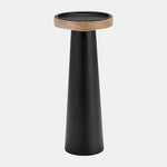 Sagebrook Home 17581-01 Wood, 12" Flat Candle Holder Stand, Black/Natural