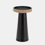 Sagebrook Home 17581-02 Wood, 9" Flat Candle Holder Stand, Black/Natural