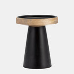 Sagebrook Home 17581-03 Wood, 6" Flat Candle Holder Stand, Black/Natural