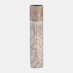Sagebrook Home 17588-01 Wood, 14" 2-Tone Textured Candle Holder, Brown
