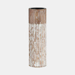 Sagebrook Home 17588-02 Wood, 10" 2-Tone Textured Candle Holder, Brown