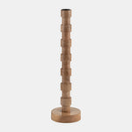Sagebrook Home 17589-02 Wood, 15" Textured Taper Candle Holder, Brown