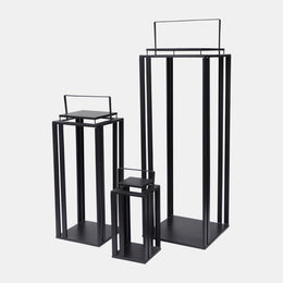 Sagebrook Home 17615 Metal, 13/24/36 Open Square Lanterns, Set of 3, Black