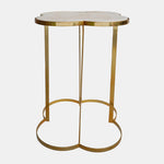 Sagebrook Home 17622 Metal/Marble, 15"x24" Clover Shaped Side Table