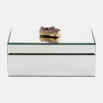 Sagebrook Home 17645-02 Glass, 8"X5" Jewelry Box, Amethyst Stone, Clear