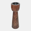 Sagebrook Home 17710-01 8", Wood Pillar Candle Holder, Brown