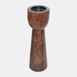 Sagebrook Home 17710-01 8", Wood Pillar Candle Holder, Brown