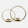 Sagebrook Home 17731 Metal, 10/13", Ring Shape Candle Holder, Set of 2, Gold