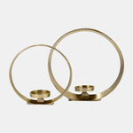 Sagebrook Home 17731 Metal, 10/13", Ring Shape Candle Holder, Set of 2, Gold