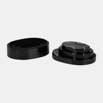 Sagebrook Home 17808-01 Resin, S/3 6/7/9", Brass Inlay Ova Boxes, Black/Whit