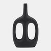 Sagebrook Home 17821-01 Metal, 15", Hollow Handles Vase, Black