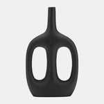 Sagebrook Home 17821-01 Metal, 15", Hollow Handles Vase, Black