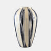 Sagebrook Home 17848-01 Glass, 17" Striped Vase, Black/White