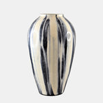 Sagebrook Home 17848-01 Glass, 17" Striped Vase, Black/White