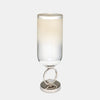 Sagebrook Home 17851-01 Glass, 17" Vase With Meta Base Stone Accent, Pearl