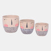Sagebrook Home 17859 Ceramic, S.3 6"/7"/8" Painted Face Planters, Multi