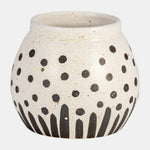 Sagebrook Home 17864 Ceramic, 7", Round Dotted Pot, White/Black