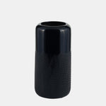 Sagebrook Home 17867-06 Ceramic, 10" Grooved Vase, Navy Blue
