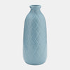 Sagebrook Home 17930-02 Ceramic, 12" Plaid Textured Vase, Cameo Blue
